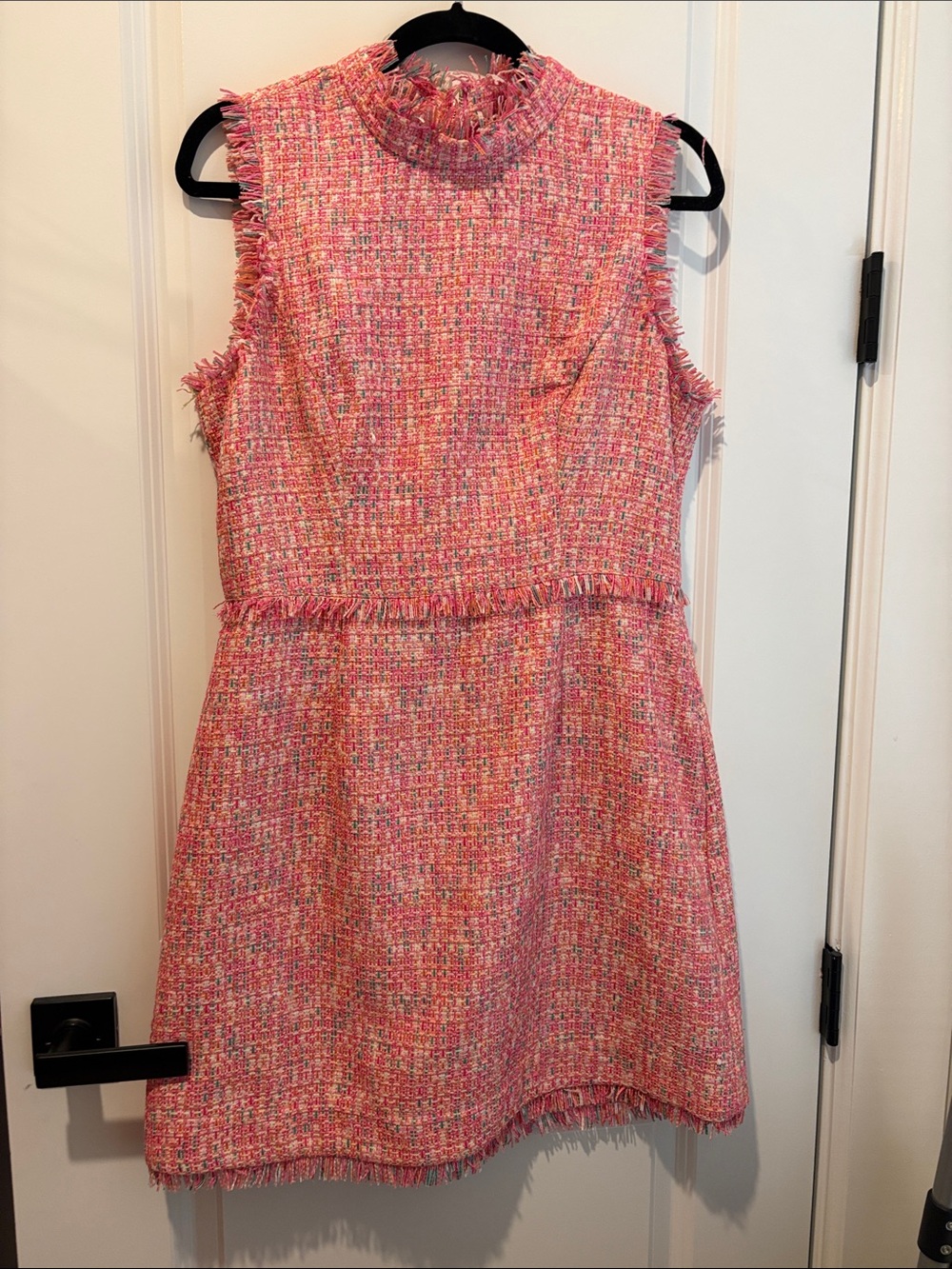 Sail to Sable Pink Multicolor Tweed Sleeveless Mini Dress